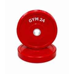 GYM24 Equipment 2 Pcs 25kg Rubber Red Bumper Plate Set