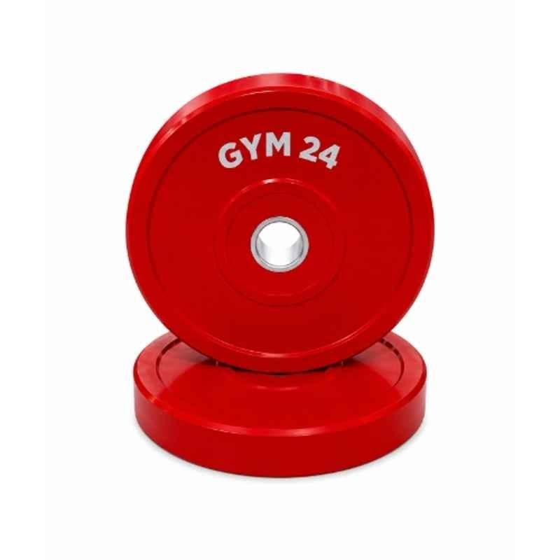 GYM24 Equipment 2 Pcs 25kg Rubber Red Bumper Plate Set