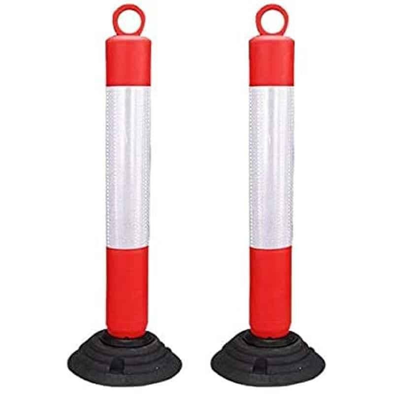 Abbasali Rebound Flexible 75cm Road Traffic Safety Knock Down High Quality Pvc Bollards Spring Portable Flexi Bollards Warning Post With Reflective Tape Pack Of 2