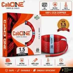 CabONE Lite 1.5 Sqmm Red Single Core FR PVC Insulated CCA Copper Electrical Wire, Length: 45 m