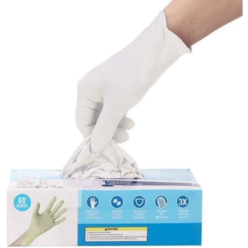 Forgesy Latex Powdered Medium White Non-Sterile Examination Gloves for Hospital & Clinic, FSW_726 (Pack of 50)