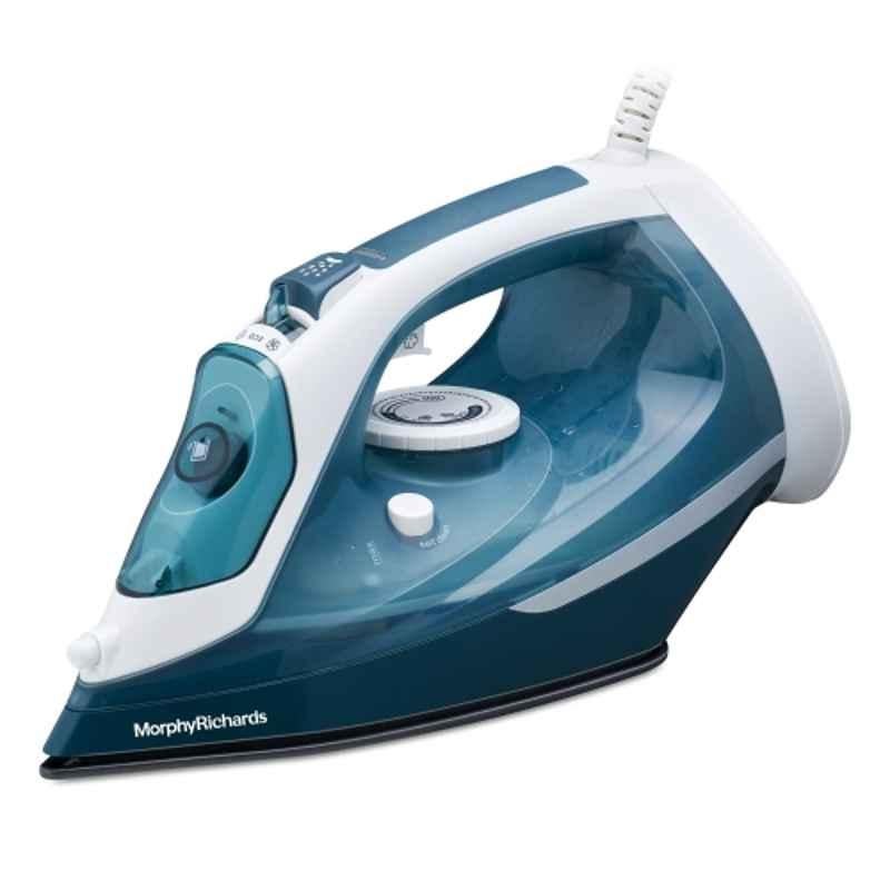 Morphy Richards Turbo 2200W White & Sage Green Steam Iron with Ceramic Coated Soleplate & 2 Years Warranty, 500083