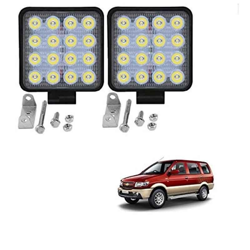 Kozdiko 2 Pcs 48W 16 LED White Bright Beam Square Fog Light Set for Chevrolet Tavera, koz_92708
