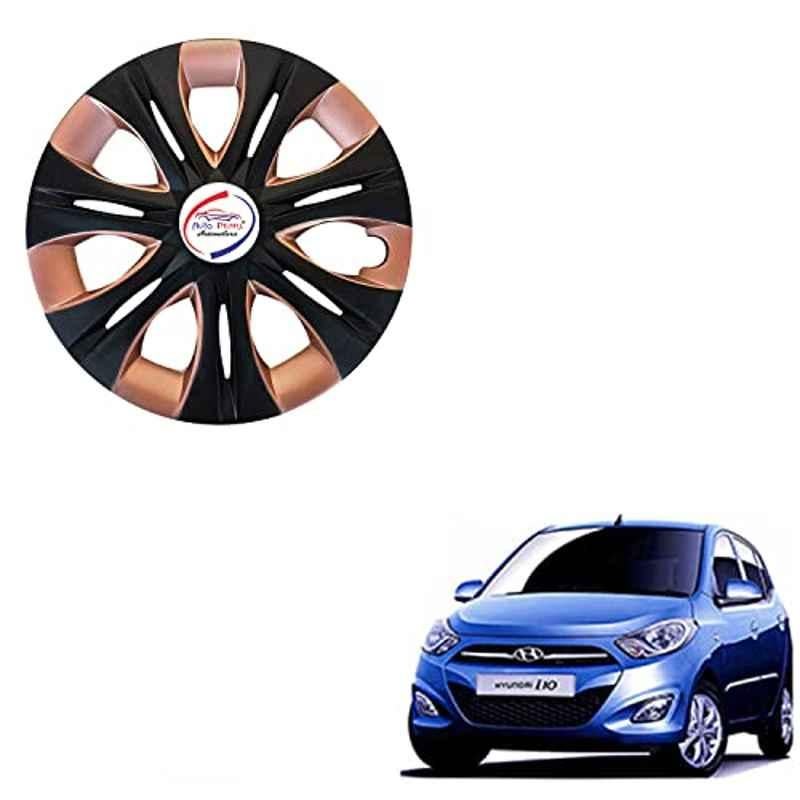Auto Pearl 4 Pcs 13 inch ABS Black Copper INBC10 Hubcap Wheel Cover Set with Retention Ring for Hyundai I10 Type 2