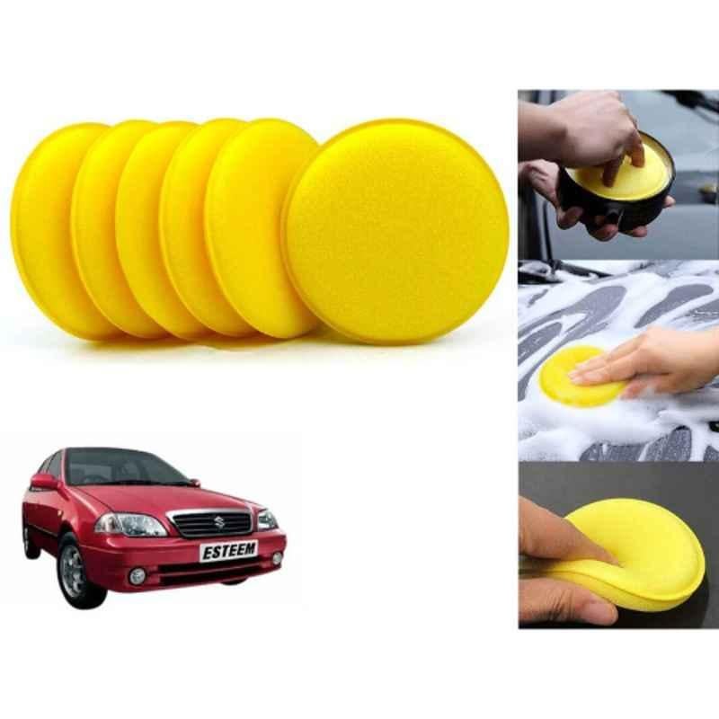 Auto Pearl Polyurethane Beige Washing & Waxing Polish Foam Sponge for Esteem (Pack of 6)
