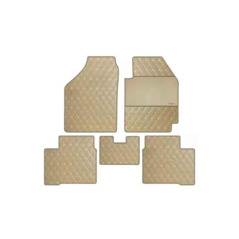 Elegant Luxury Leatherette Beige Carpet Car Mat Set for Maruti New Brezza 2022 Onwards