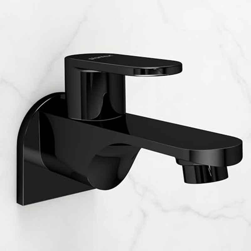 Plantex Pure Brass ORN-201 Bib Cock Water Tap with Brass Wall Flange & Teflon Tape/Bib Tap with Water Saving Aerator-7 Year Warranty PVD Black