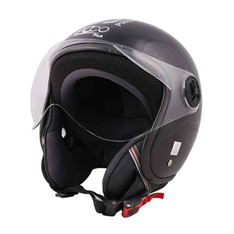 Habsolite HBEPB ABS Medium Black Open Half Face Helmet, Ecco Plus