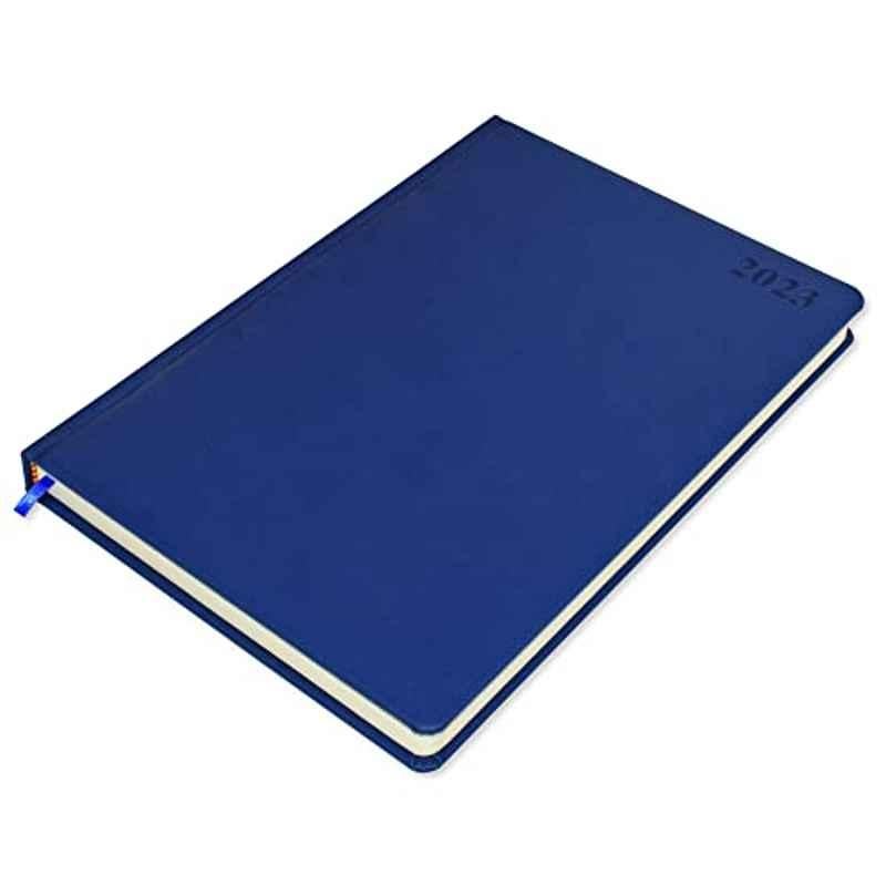 FIS A4 70 GSM 384 Sheets Polyurethane PU Blue English Diary, FSDI45E23BL