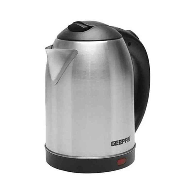 Geepas 1.8L 1500W Stainless Steel Silver & Black Electric Kettle, GK5466M