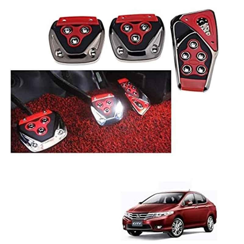 Kozdiko 3 Pcs Red Non-Slip Manual Car Pedals Cover Set for Honda City Ivtec2010-2014