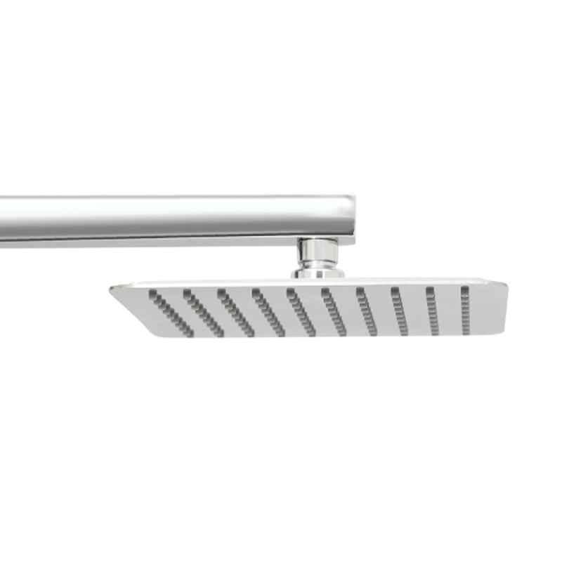 Marcoware Trident 8x8 inch Stainless Steel 304 Chrome Finish Square Overhead Shower with 18 inch Square Arm