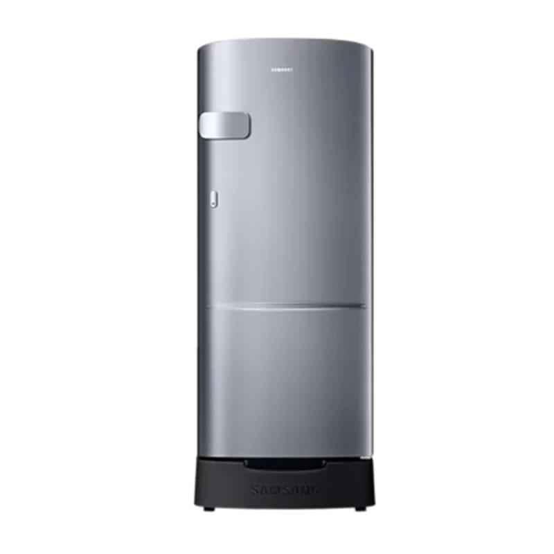 Samsung 192L 2 Star Elegant Inox Direct Cool Single Door Refrigerator with Base Stand Drawer, RR20A1Z1BS8