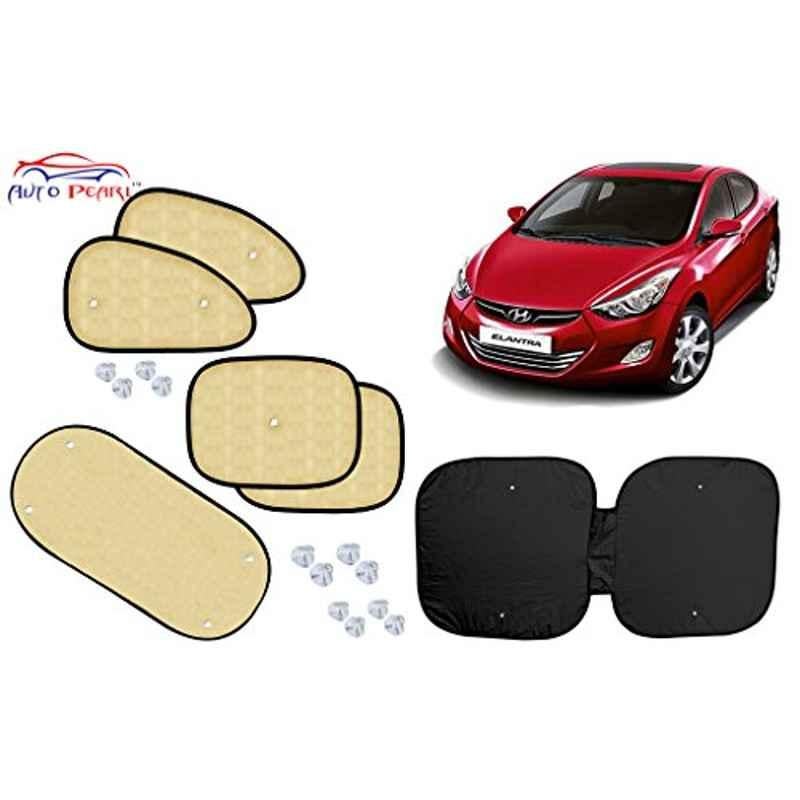Auto Pearl 6 Pcs PVC & Mesh Beige Window, Front & Rear Sun Shade Set for Hyundai Elantra