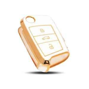 Flymaster Thermoplastic Polyurethane White TPU Car Key Cover, WHITE-TPURKE-33