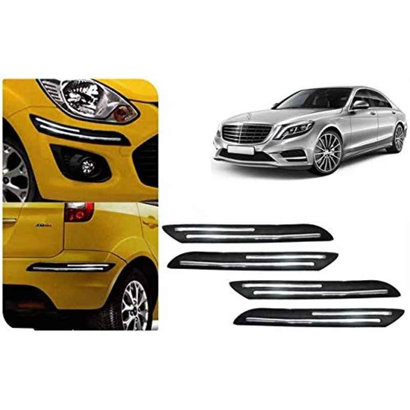 Auto Pearl 4 Pcs PVC & Rubber Black Double Chrome Linning Bumper Corner Moulding Set for Mercedes Benz C280