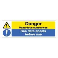 SUNSIGNS 450x150mm Vinyl & ACP Sheet Danger Hazardous Substances See Data Sheets Before Use Signage, SN0144VNLM3HPIFAL