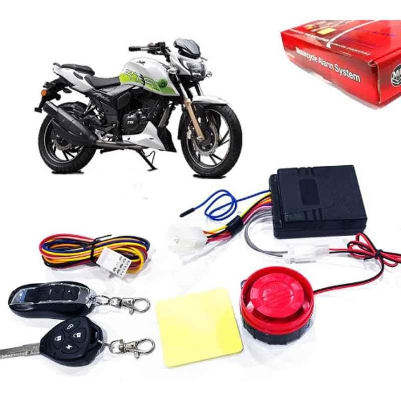 Auto Pearl 12V Black Two-Way Anti Theft Motorcycle Alarm Kit with 2 Pcs Remote for Apache RTR 200 Fi E100