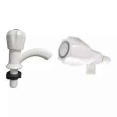 Fastgear 2 Pcs PVC White Chrome Finish Bathroom Faucet Set, FG1240