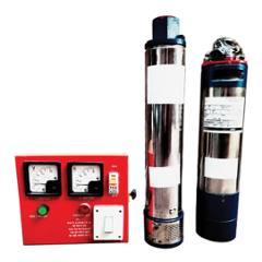 Rajco V-4 1HP 0.75kW 10 Stage Aluminium Single Phase Oil Filled Submersible Pumps with Control Pannel