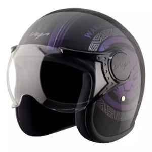 Vega Jet Marvel Black Panther Edition ABS Black Open Face Helmet, Size: Large