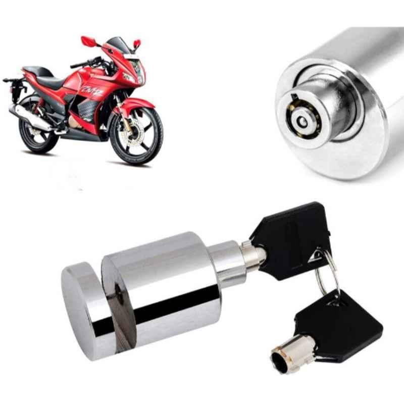Auto Pearl Stainless Steel Silver Heavy Duty Anti Theft Motorcycle Disc Brake Lock, Lock-157
