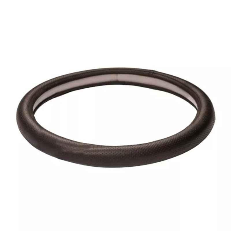 Cipher Leather Brown Sporty Look Steering Wheel Grip Cover, Size: Small