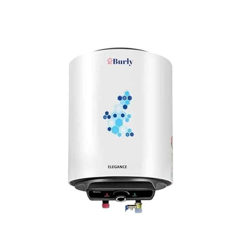 Burly Elegance 25 Litre 2000W 8 Bar Metal White 5 Star Rated Storage Water Geyser with 2 Years Warranty