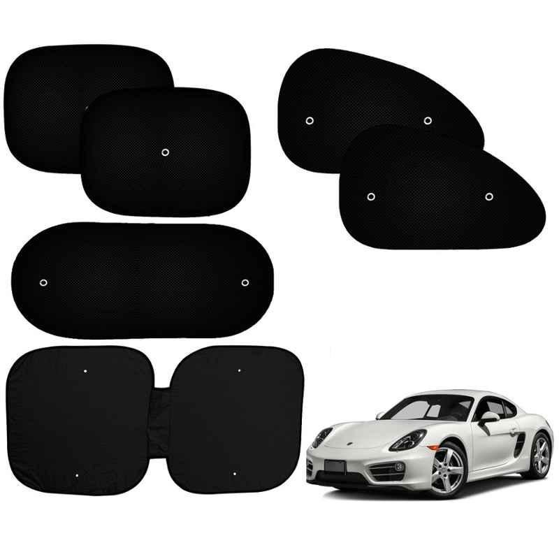 Auto Pearl 6 Pcs PVC & Mesh Black Window, Front & Rear Sun Shade Set for Porsche Cayman