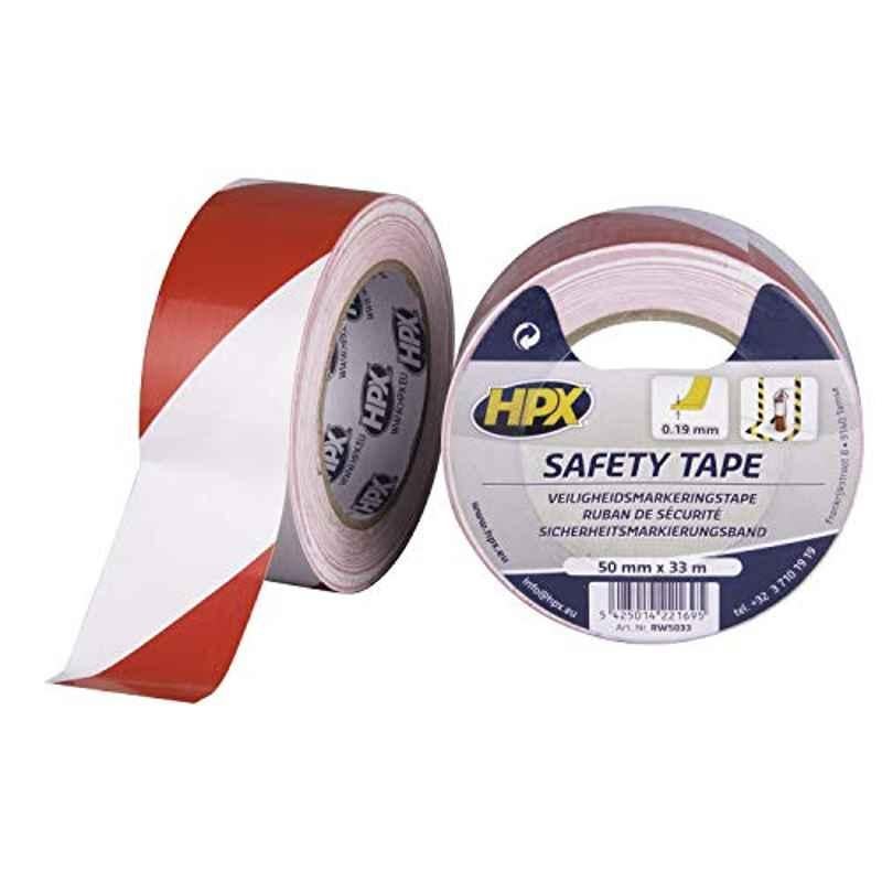 HPX 50mm White & Red Safety Tape, MRW5033