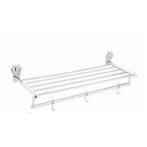 Bassino 24 inch Stainless Steel Towel Rack with Towel Rod and Sliding Hooks
