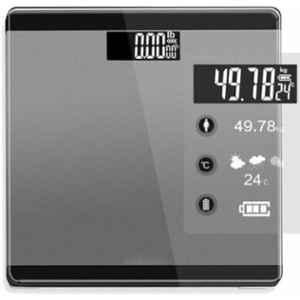 Pristyn Care Tempered Glass Grey & Black LCD Display Square Electronic Weight Scale