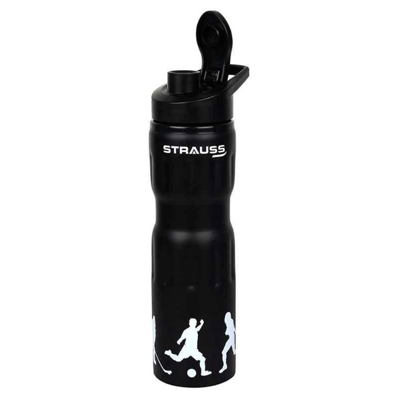 Strauss Stainless Steel Black Water Bottle, Capacity: 750 ml (Pack of 2)