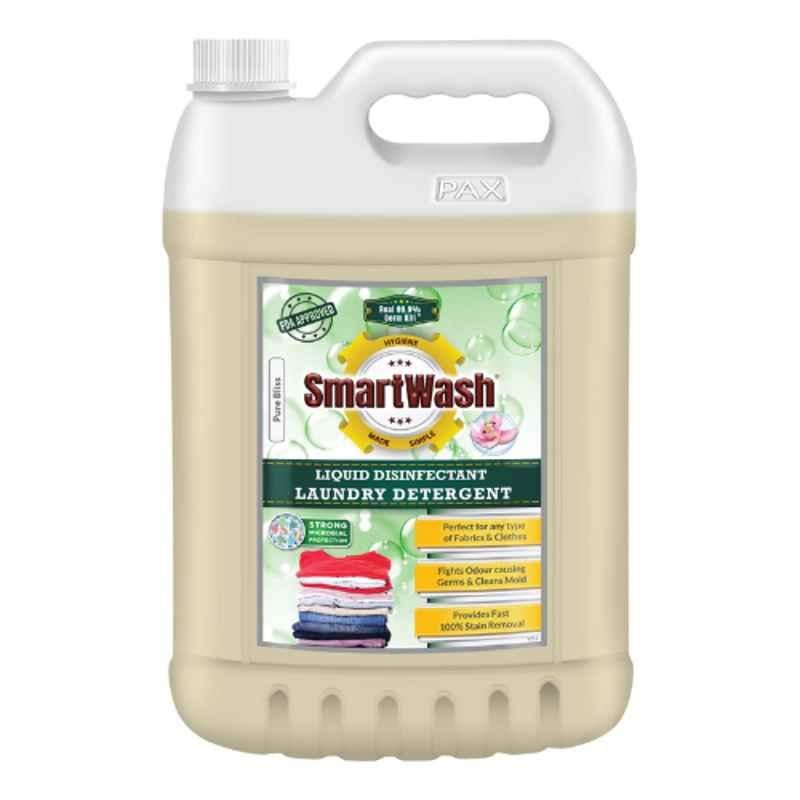 SmartWash 5L Pure Bliss Laundry & Fabric Liquid Detergent with 99.9% Germ Kill Disinfection Protection