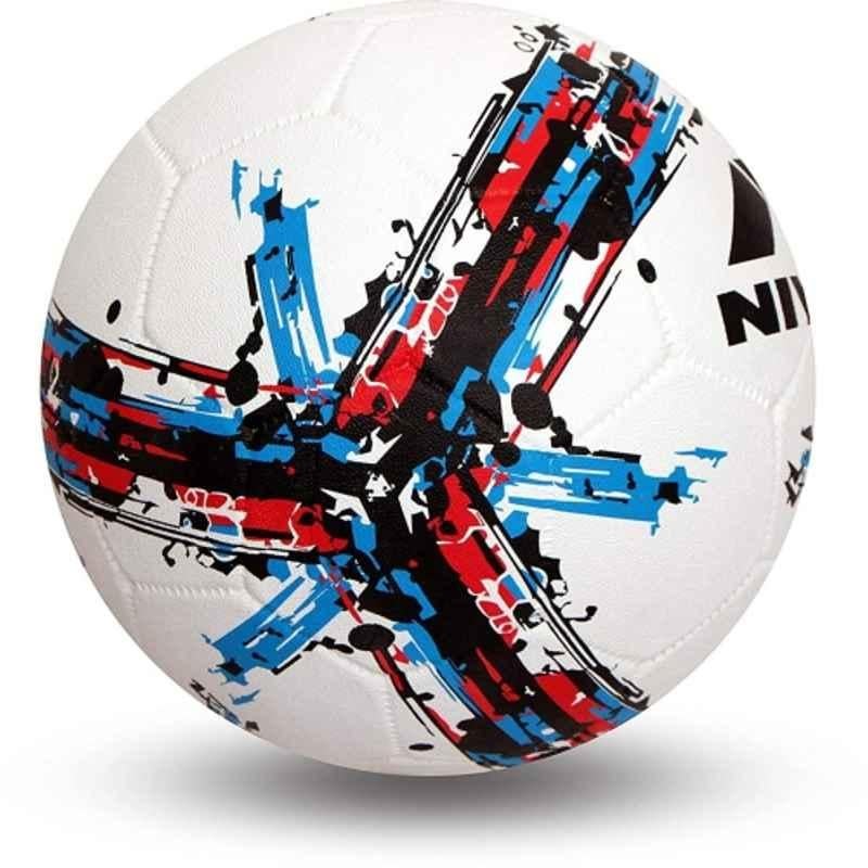 Nivia Storm Rubber Moulded All Surface Training Football, Size: 5 (Standard White)
