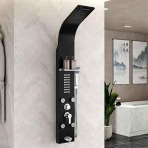 Plantex 1016 304 Grade Stainless Steel Black Shower Panel/6 in 1 Shower System/Rainfall Showerhead with Handshower for Bathroom/Tub Spout/Body Massage Spray With Hot & Cold Mixer