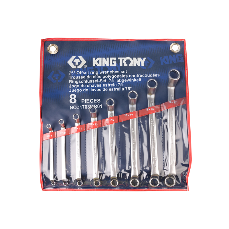 King Tony 8 PCS Offset Ring Wrench Set, 1708MR01