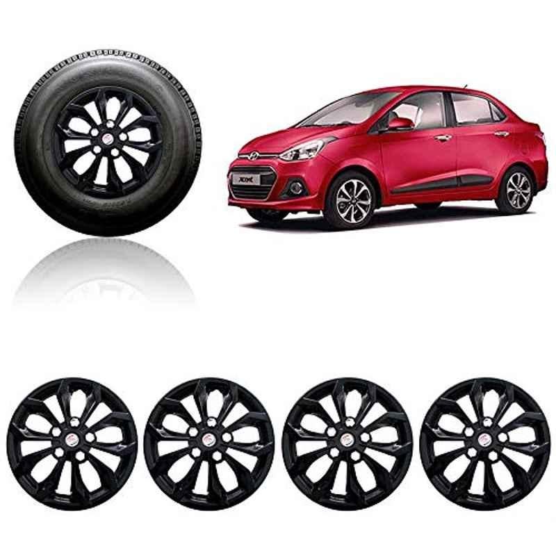 Auto Pearl 4 Pcs 14 inch ABS Black Press Fitting Wheel Cover Set Caps for Hyundai Xcent