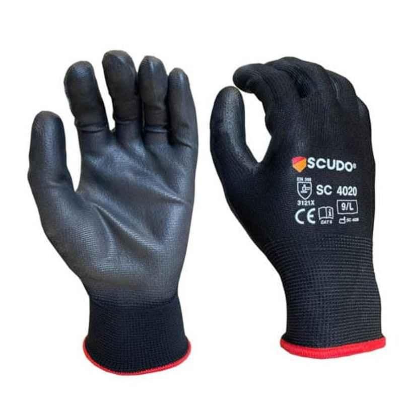Scudo SC-4020 Dark Grey PU Max Hand Gloves, Size: L