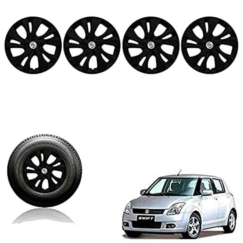 Auto Pearl 4 Pcs 14 inch Plastic Black Press Fitting Wheel Cover Set for Maruti Suzuki Swift T-1