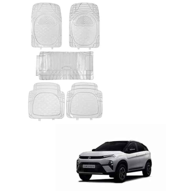 Kozdiko 5 Pcs 6205 Clear PVC Rubber Car Foot Mat Set for Tata Nexon Facelift (2023-Present)