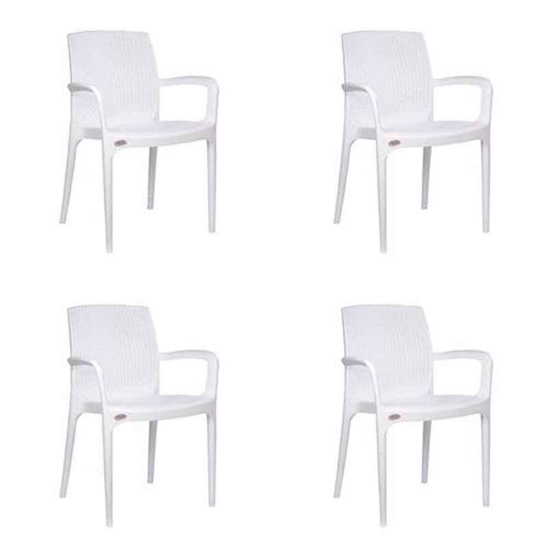 Supreme Texas Milky White Chairs With Matt Finish (Pack of 2)