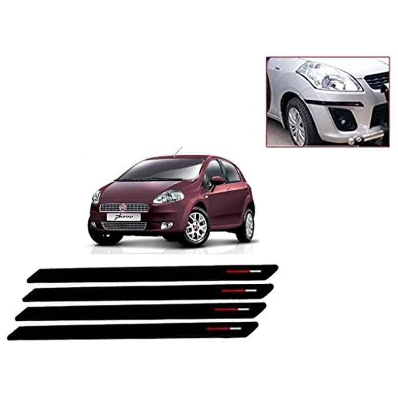 Kozdiko 4 Pcs Black & Red Bumper Protector Set for Fiat Punto