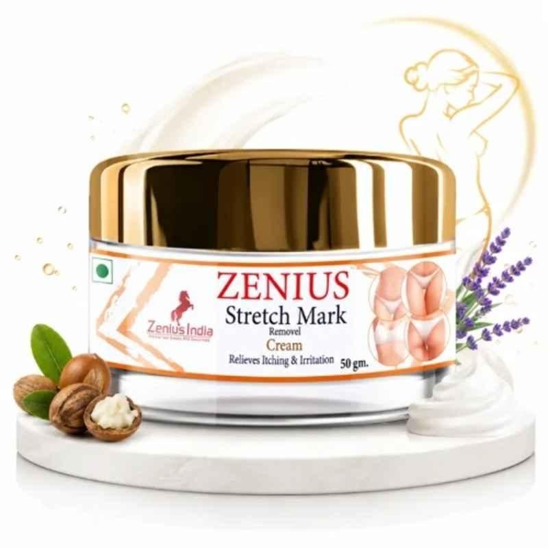 Zenius India 50g Stretch Mark Cream with Aloe Vera Extract, Rose Extract, Mulethi Extract & Shea Butter for Irritation, Relieves Dryness & Supports Skin Healing