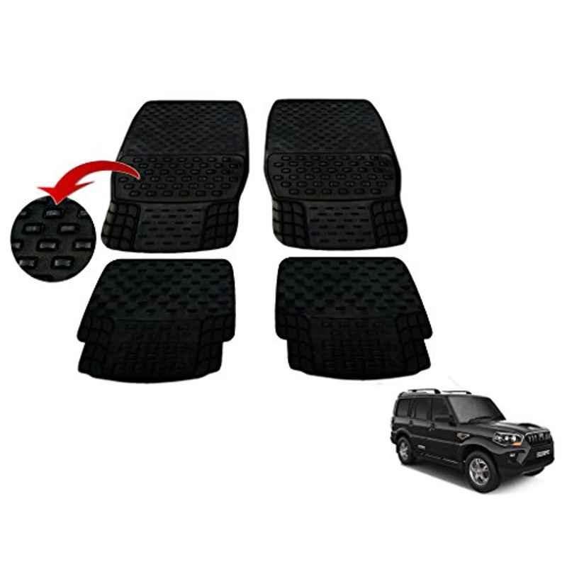 Kozdiko 4 Pcs PVC & Rubber Black Car Floor Mat Set for Mahindra Logan