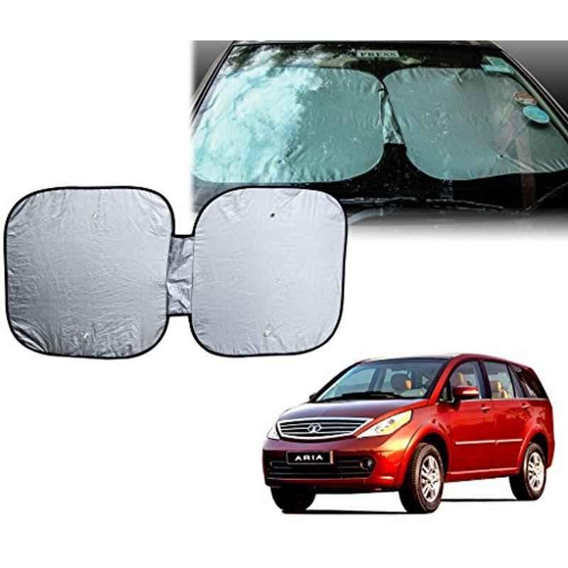 Auto Pearl Polyester Silver Front Window Sunshade Car Curtain for Tata Aria