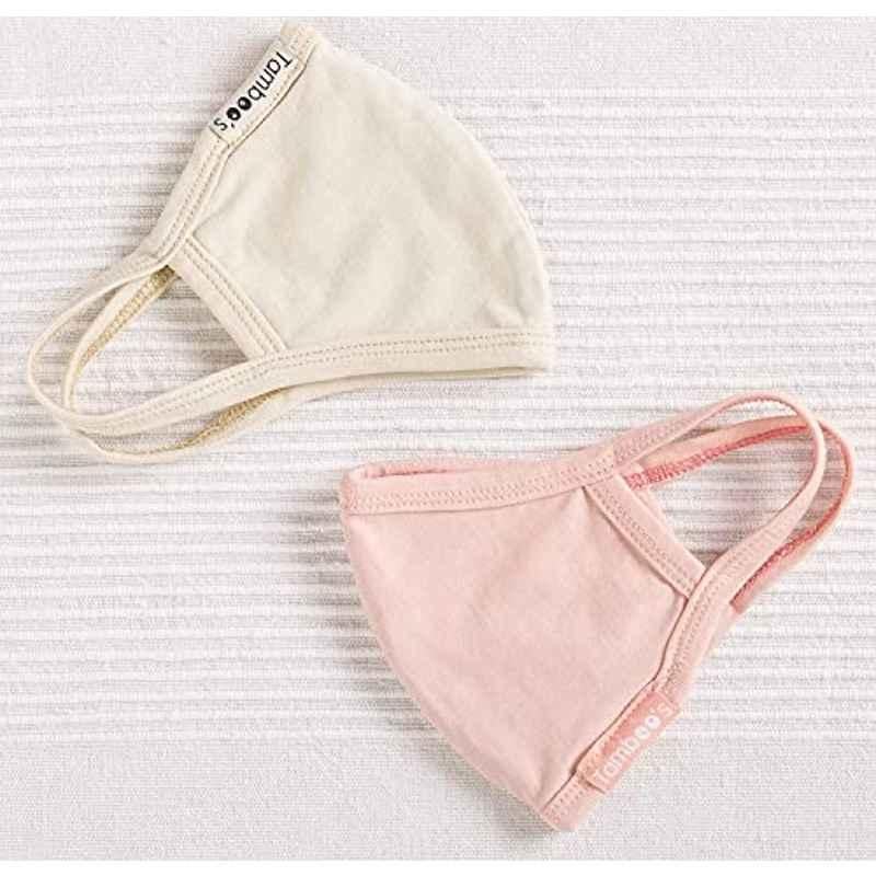 Tamboos 2 Layers Bamboo Cotton Beige Pink Soft Mask for Children (Pack of 2)