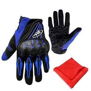 AllExtreme EXFGBXLB Blue Polyester Motocross Riding Gloves with Hard Knuckles for Men & Women, Size: XL