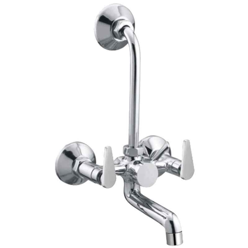 Drizzle Vista 1/2 inch Brass Chrome Finish 2 in 1 Wall Mixer with L Bend Faucet, Foam Flow & Quarter Turn