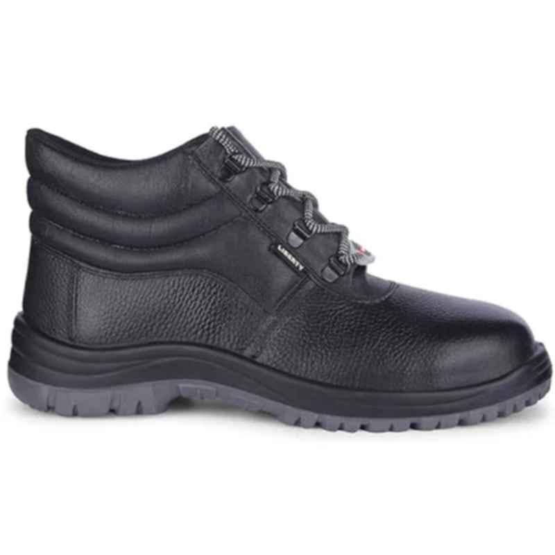 Liberty SHAKTI AC Genuine Leather High Ankle Steel Toe Black Safety Shoes, Size: 12